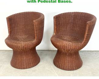 Lot 1458 Pair Italian Style Rattan Egg Chairs with Pedestal Bases. 