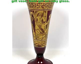 Lot 1730 Salviati Murano red neoclassical gilt vase. Gold gilt on ruby glass. 