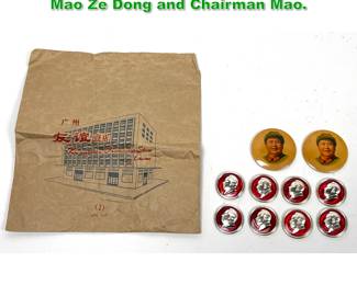Lot 1761 10pcs Chinese Political Buttons. Mao Ze Dong and Chairman Mao. 