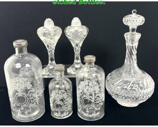 Lot 1728 Lot Vintage Cut Crystal and Acid etched Bottles. 