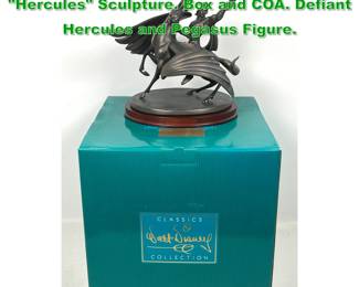 Lot 1912 WALT DISNEY CLASSICS Hercules Sculpture. Box and COA. Defiant Hercules and Pegasus Figure. 