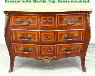 Lot 1582 Louis XV Style Bombe Commode Dresser with Marble Top. Brass mounted. 