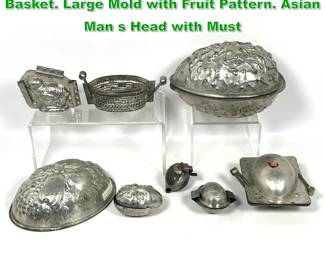 Lot 1930 8 Vintage Metal Molds. Baby Chick. Basket. Large Mold with Fruit Pattern. Asian Man s Head with Must