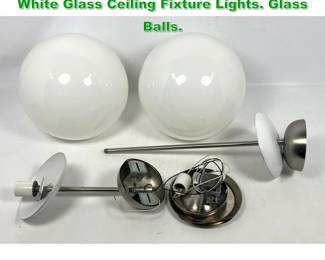 Lot 1451 Mid Century Modern Chrome and White Glass Ceiling Fixture Lights. Glass Balls. 