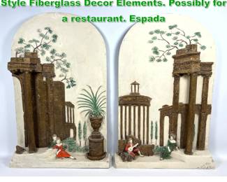 Lot 1579 Pair Vintage Italian Neoclassical Style Fiberglass Decor Elements. Possibly for a restaurant. Espada