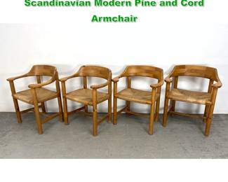 Lot 1472 Set 4 Rainer Daumiller Scandinavian Modern Pine and Cord Armchair
