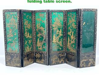 Lot 1769 Antique Chinese glass and wood folding table screen.