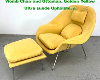 Lot 1559 2pc Reproduction After Saarinen Womb Chair and Ottoman. Golden Yellow Ultra suede Upholstery. 