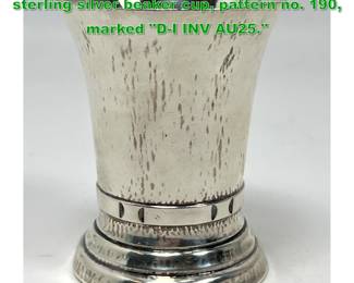 Lot 1696 Antique Georg Jensen Danish sterling silver beaker cup, pattern no. 190, marked DI INV AU25.