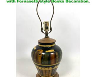 Lot 1843 Contemporary Modern Table Lamp with Fornasetti style Books Decoration.