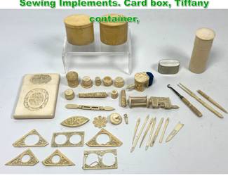 Lot 1691 Mixed Lot of Asian Carvings and Sewing Implements. Card box, Tiffany container, 