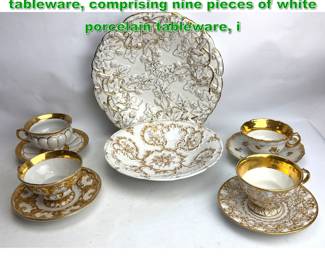 Lot 1752 10pc Meissen Rococo gilt porcelain tableware, comprising nine pieces of white porcelain tableware, i