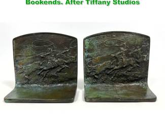 Lot 1727 Bronze Cowboy Western Themed Bookends. After Tiffany Studios 