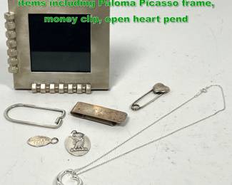 Lot 1694 7pc signed Tiffany sterling silver items including Paloma Picasso frame, money clip, open heart pend