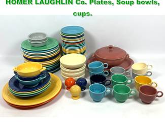 Lot 1950 73pc Collection of FIESTA WARE. HOMER LAUGHLIN Co. Plates, Soup bowls, cups.