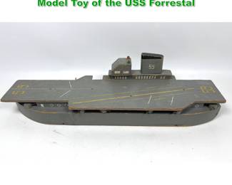 Lot 1879 50s painted wood Aircraft Carrier Model Toy of the USS Forrestal 