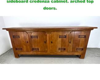 Lot 1460 French Solid oak and iron French sideboard credenza cabinet. arched top doors. 