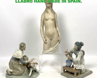 Lot 1906 3pcs Lladro Figurine Sculptures. LLADRO HAND MADE IN SPAIN. 