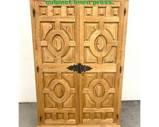 Lot 1478 Tall Dutch Pine raisedpanel 2 door cabinet linen press.
