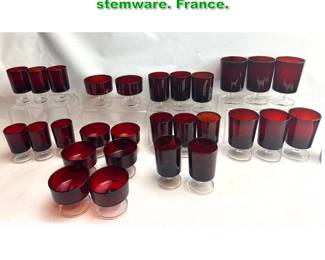 Lot 1939 28pcs Luminarc Cavalier Ruby Red stemware. France. 