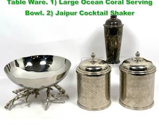 Lot 1870 4pc MICHAEL ARAM Decorative Table Ware. 1 Large Ocean Coral Serving Bowl. 2 Jaipur Cocktail Shaker