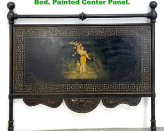Lot 1576 Antique Victorian Iron Headboard Bed. Painted Center Panel. 
