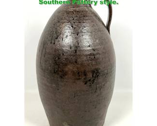 Lot 1917 Large Glazed Pottery Handled Jug. Southern Pottery style. 