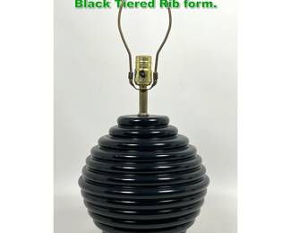 Lot 1845 Modernist Bulbous Table Lamp. Black Tiered Rib form.