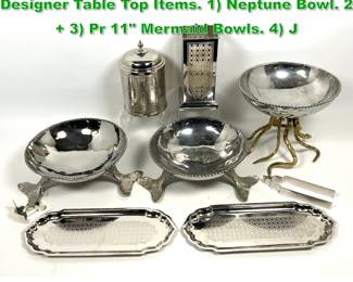 Lot 1869 7pc Modern MICHAEL ARAM Designer Table Top Items. 1 Neptune Bowl. 2  3 Pr 11 Mermaid Bowls. 4 J