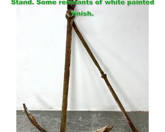 Lot 1546 Iron Nautical Anchor and Rod Stand. Some remnants of white painted finish. 