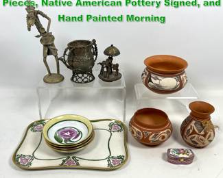 Lot 1900 Collection of African Bronze Benin Pieces, Native American Pottery Signed, and Hand Painted Morning 
