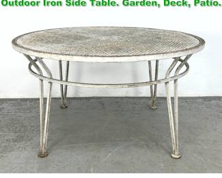 Lot 1539 Vintage Russell Woodard style Outdoor Iron Side Table. Garden, Deck, Patio. 