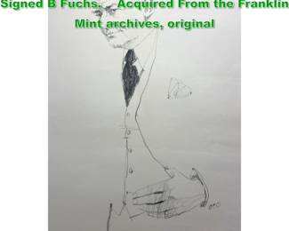 Lot 1668 BERNARD FUCHS pencil portrait. Signed B Fuchs. Acquired From the Franklin Mint archives, original