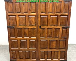 Lot 1481 Large Belgium brutalist raisedpanel cabinet linen press. 