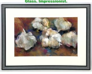Lot 1650 Artist Signed Pastel Painting under Glass. Impressionist. 