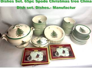Lot 1934 SPODE Christmas Tree China Dishes Set. 65pc Spode Christmas tree China Dish set. Dishes. Manufactur