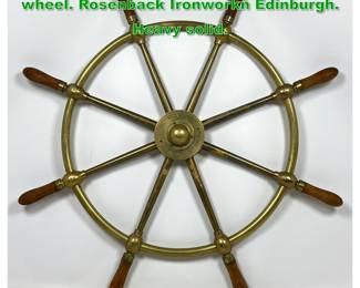 Lot 1573 Brown Bros Bras and Wood Ships wheel. Rosenback Ironworkn Edinburgh. Heavy solid. 