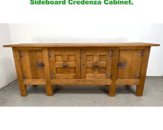 Lot 1457 Large Belgium Solid Oak and Iron Sideboard Credenza Cabinet. 