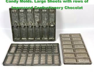 Lot 1928 3pc Vintage Metal Sheet form Candy Molds. Large Sheets with rows of Impressed Confectionery Chocolat
