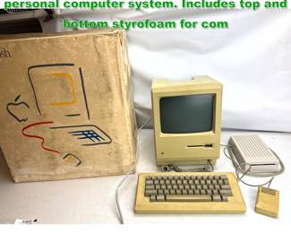 Lot 1944 Vintage Apple Macintosh Plus 1Mb personal computer system. Includes top and bottom styrofoam for com