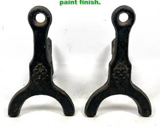 Lot 1895 Pr Heavy Cast iron Andirons. Black paint finish. 