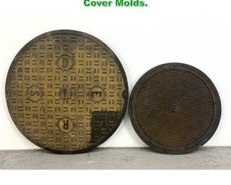 Lot 1467 2pcs Vintage Wood Man Hole Cover Molds. 