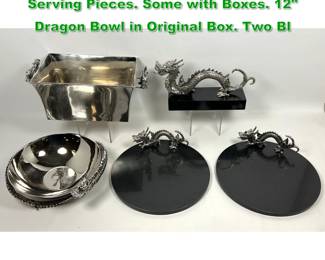 Lot 1866 5pc NATORI Table Top Dragon Serving Pieces. Some with Boxes. 12 Dragon Bowl in Original Box. Two Bl