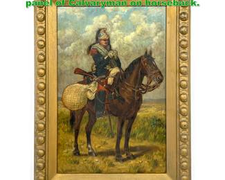 Lot 1681 H. GEROME Oil Painting on wood panel of Calvaryman on horseback. 