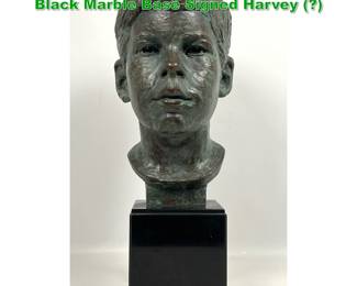 Lot 1616 Realistic Bronze Bust Sculpture on Black Marble Base Signed Harvey  