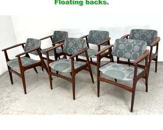 Lot 1504 Set 6 Danish Modern Dining Chairs. Floating backs. 