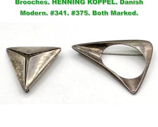 Lot 1703 2pc GEORG JENSEN Sterling Brooches. HENNING KOPPEL. Danish Modern. 341. 375. Both Marked.