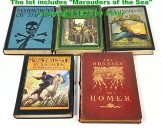 Lot 1820 5pcs N.C. Wyeth Illustrated Books. The lot includes Marauders of the Sea copyright 1935 by Peter