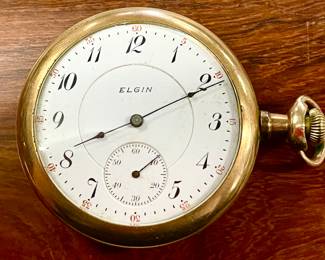 Late 19th century, gold plated Elgin pocket watch , it runs
