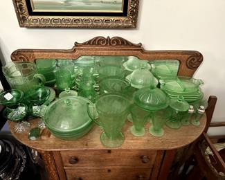 Uranium Glass Dishware, Bowls, Glasses, Salt/Pepper Shakers, Pitchers